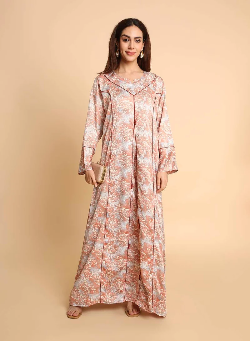 HANA & SARA Womens Trendy Unique Printed Arabic Jalabiya Dress